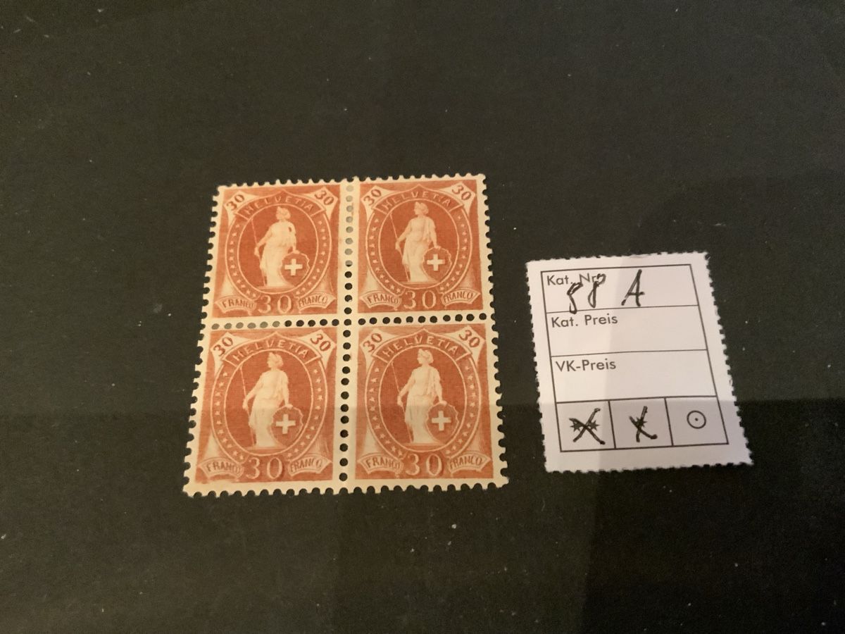 Alle Briefmarken: 1905 STEHENDE HELVETIA 4ER BLOCK  – Gebraucht aus Beinwil am See von Ricri