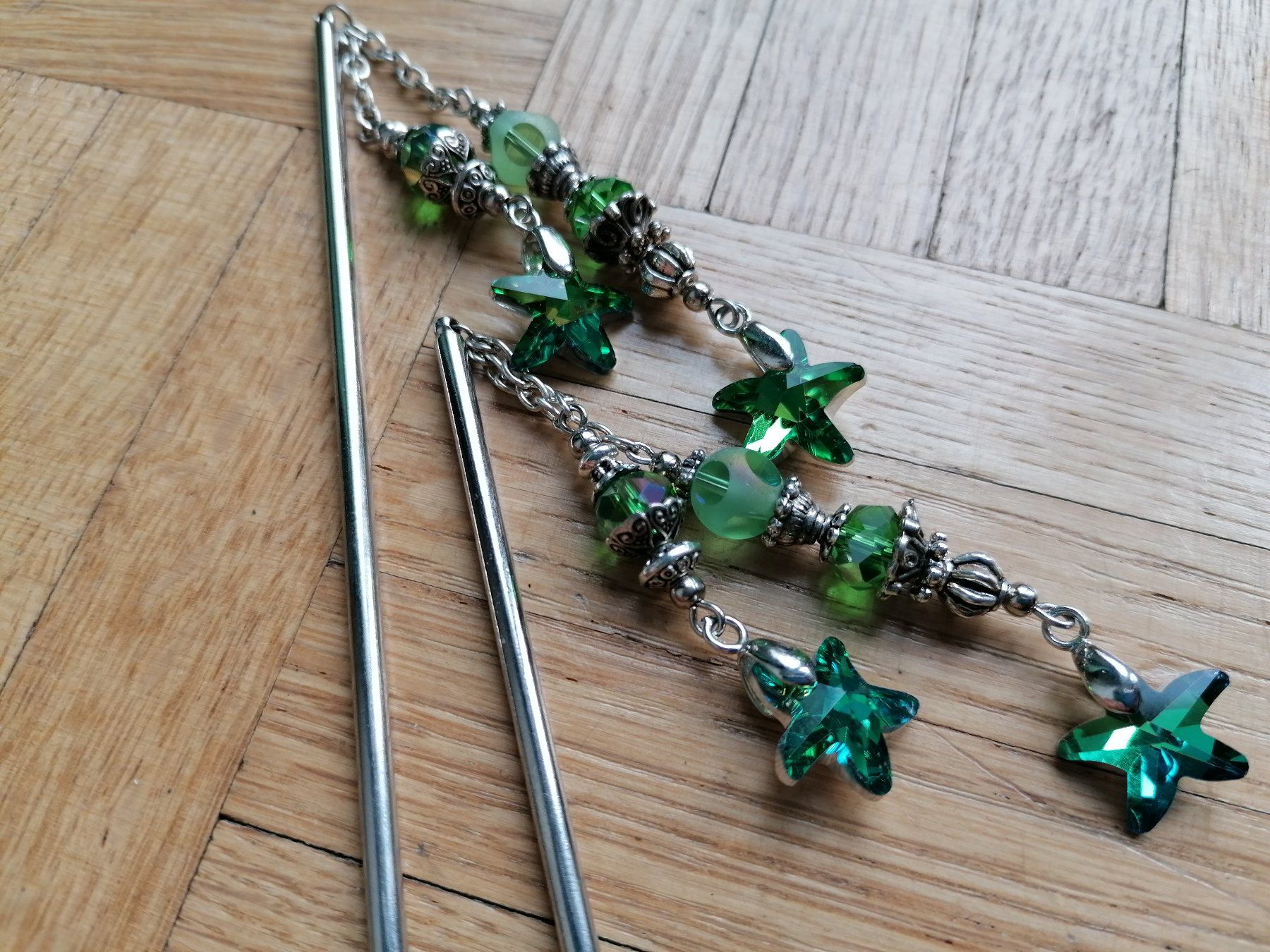 Accessori per capelli: Haarstabpaar silberfarben Seesterne grün – Usato da Liebefeld venduto da Ochotona 1