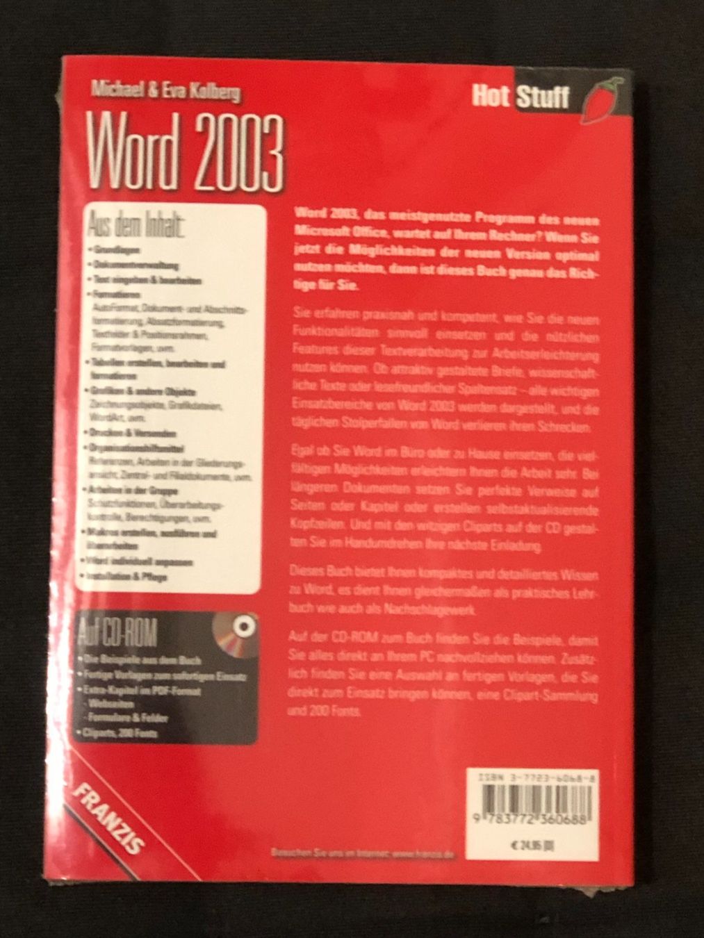 Libri: Word 2003 - Franzis Hot Stuff + CD originalverpackt – Nuovo e nell'imballaggio originale da Niederhasli venduto da thozam 1