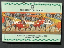 Italien 1992 – 500 Lire Silber Flora e Fauna d’Italia