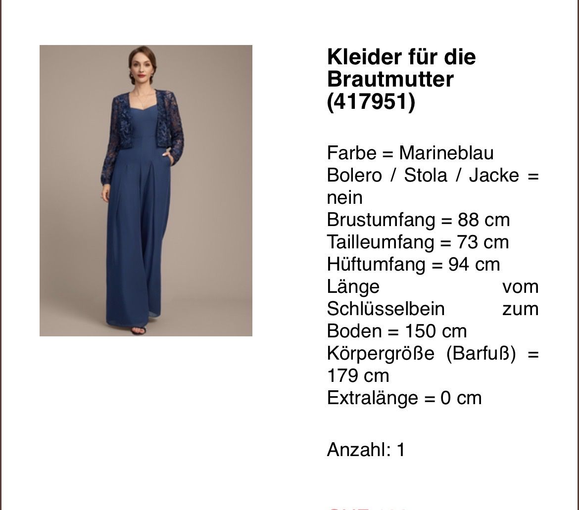 Tute: Marineblauer Jumpsuit, ca Gr. 38, elegant – Usato da Remigen venduto da lsp02 2