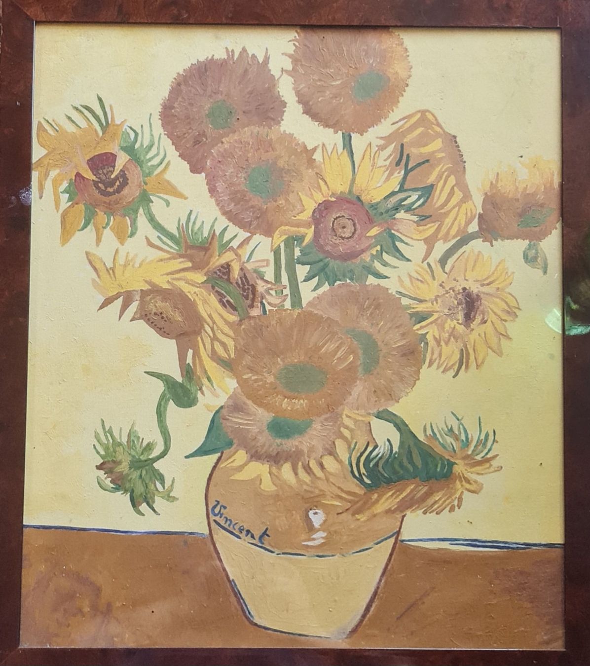 Dipinti: Van Gogh Stil: "Sonnenblumen" Gemälde mit Rahmen. – Usato da Kloten venduto da Travolli