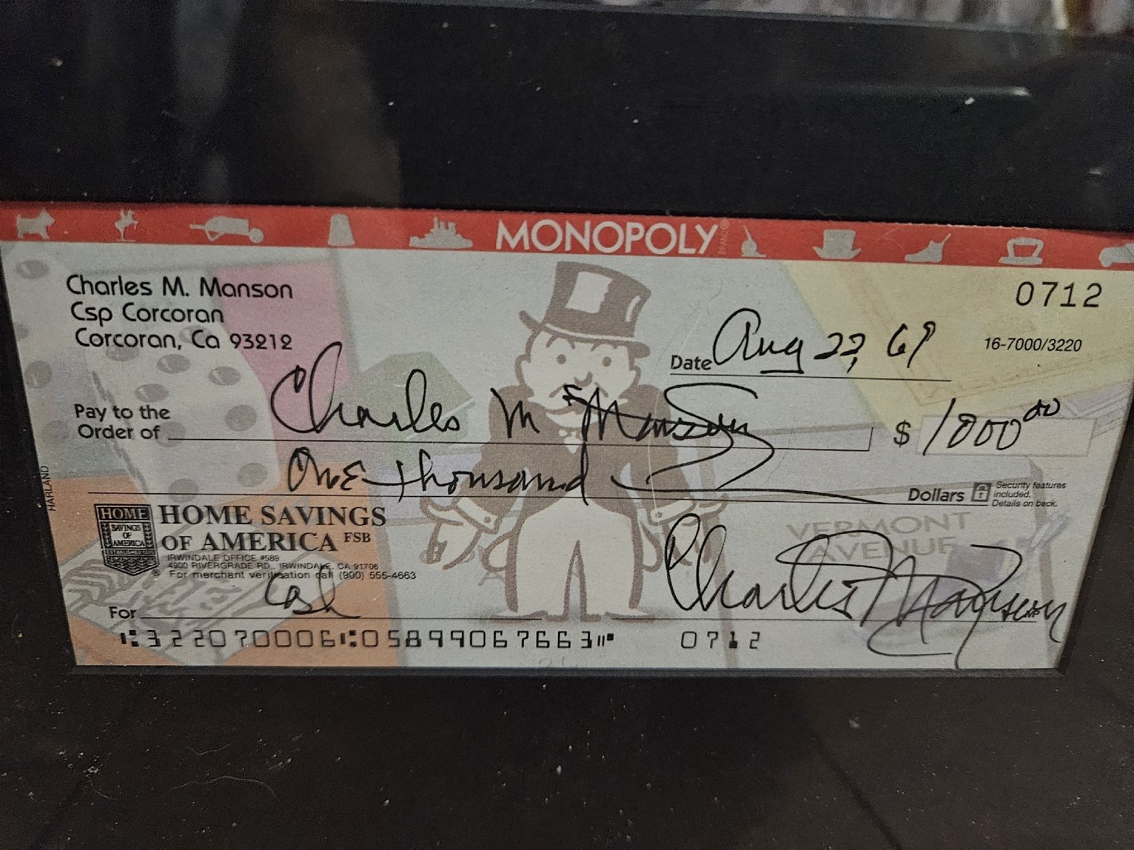 Autografi: Charles Manson Autogramm – Usato da Sargans venduto da Guinness07 1