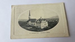 St. Margrethen - Schulhaus und Kirche - Prägekarte - 1911