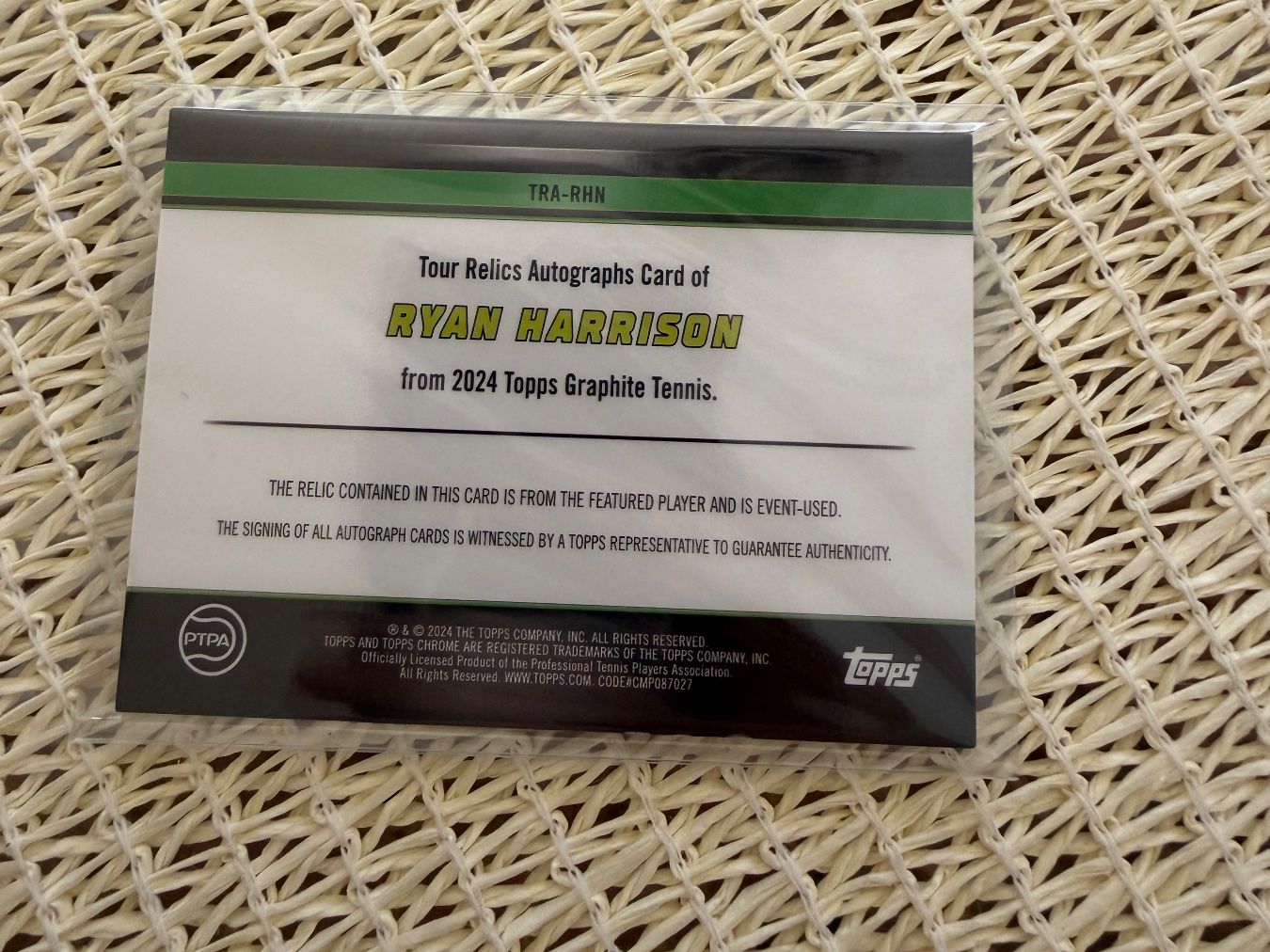 Topps Carte collezionabili: Ryan Harrison Tour Relic Autographe – Usato da Champagne venduto da kev_b2tb 1