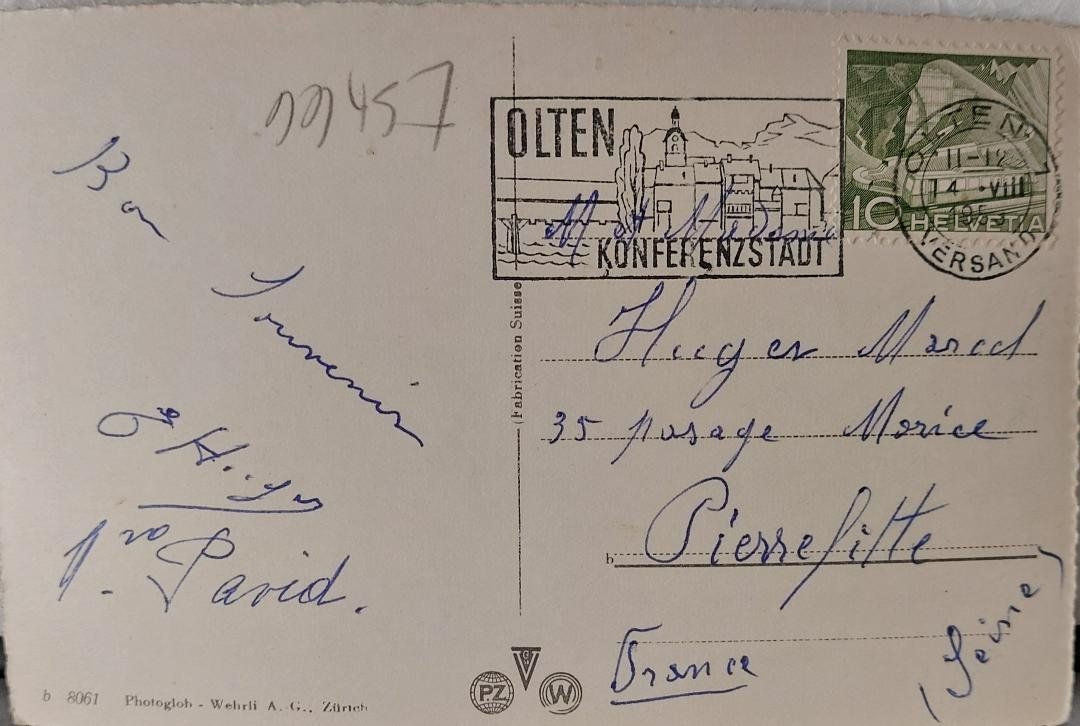 Cartoline postali: OLTEN - 1953 – Usato da Delémont venduto da Domdom1 1