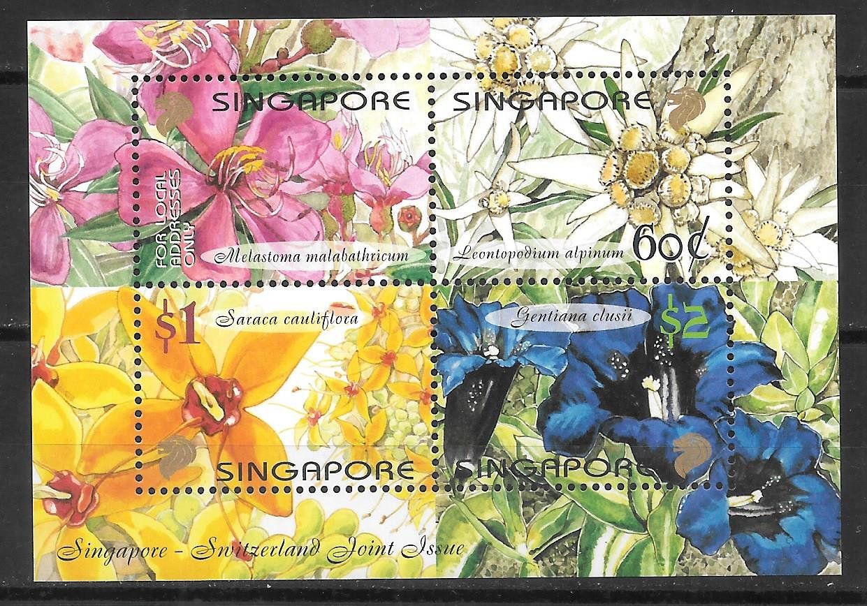 Tutti i francobolli: Singapur Sonderblock Blumen ** 20.9.2001 – Nuovo (secondo la descrizione) da Olten venduto da clotaldi