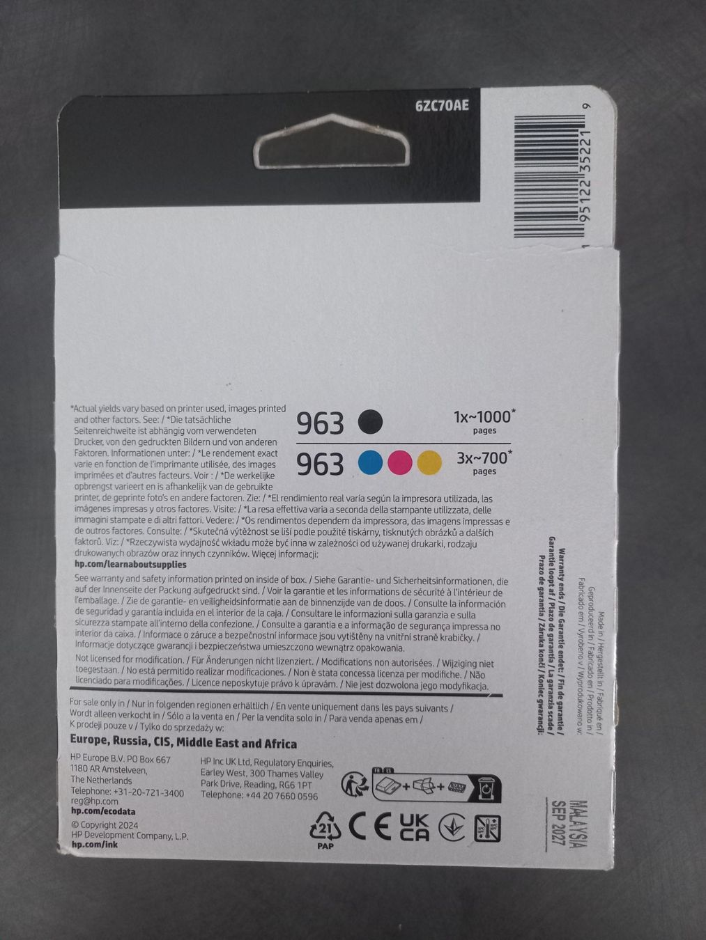Hewlett Packard Cartucce per stampanti & toner: Cartouches HP 963 – Nuovo e nell'imballaggio originale da Collonges-sous-Salève venduto da MERLE385 1