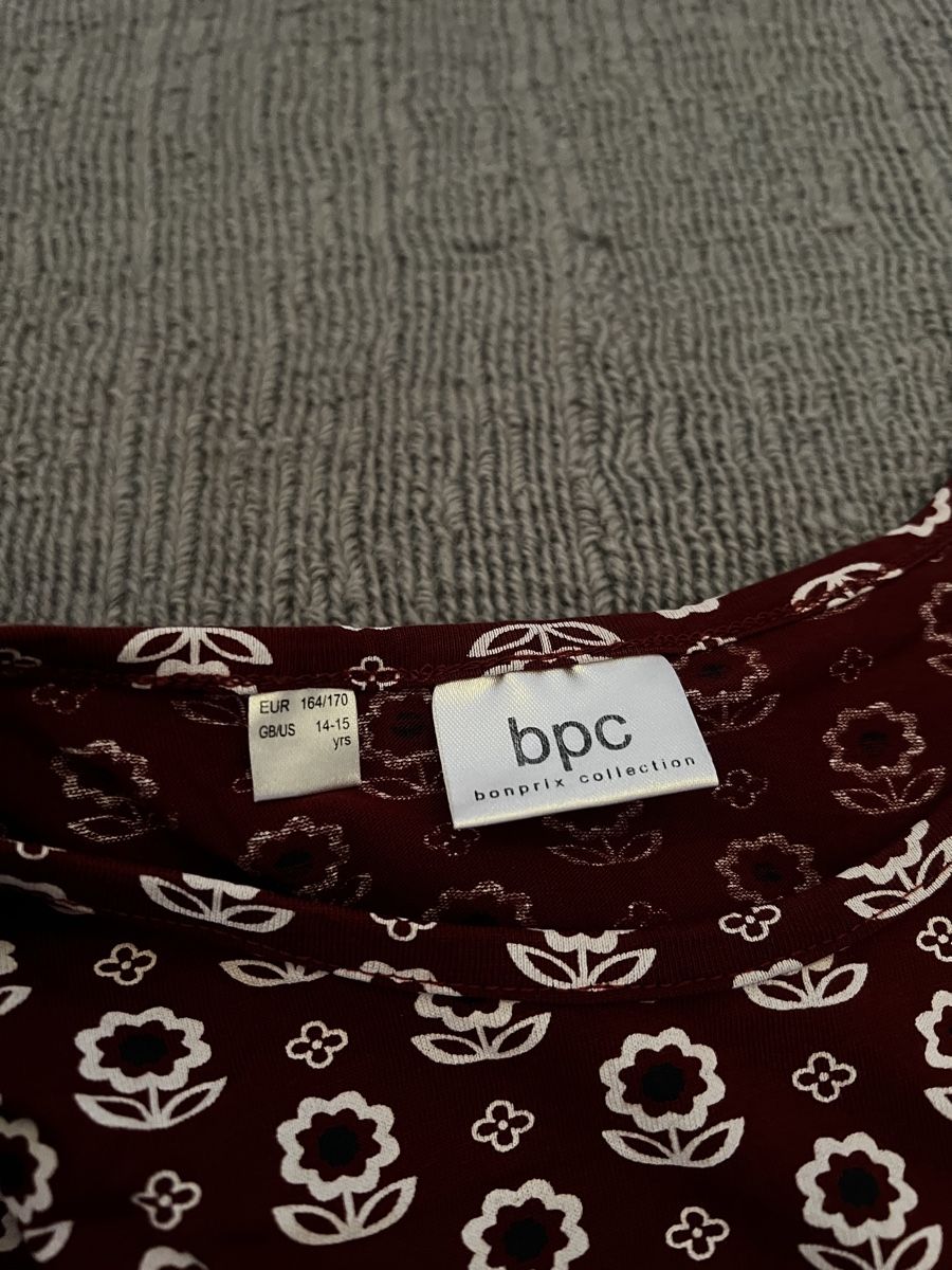 Vestiti & Gonne: Bordeaux Kleid mit Blumenmuster, Grösse 164 / 170 – Usato da Bern venduto da fla_yj25 3