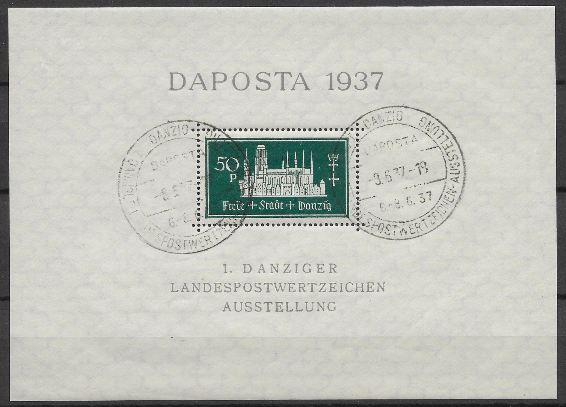 Tutti i francobolli: 1937: Danzig Blocks Nr.1 und 2 gest. – Usato da Walperswil venduto da Tcheidi