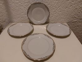 4 elegante Winterling Bavaria Dessertteller mit Goldrand