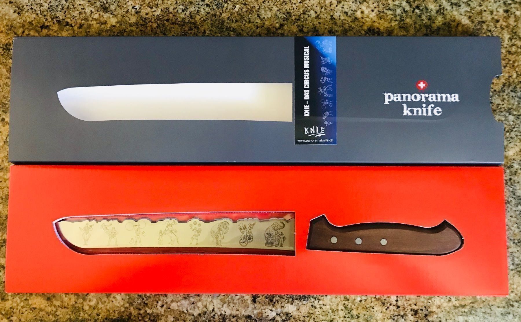 Küchenmesser: Rolf Knie, PanoramaKnife mit Holzgriff – Neu und originalverpackt aus Einsiedeln von artgallery59