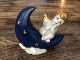✨ Porzellan Engel auf Mond handbemalt Vintage Deko Figur ✨