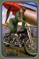 Blechschild-ARMY AND GIRLS AUF MOTORRAD