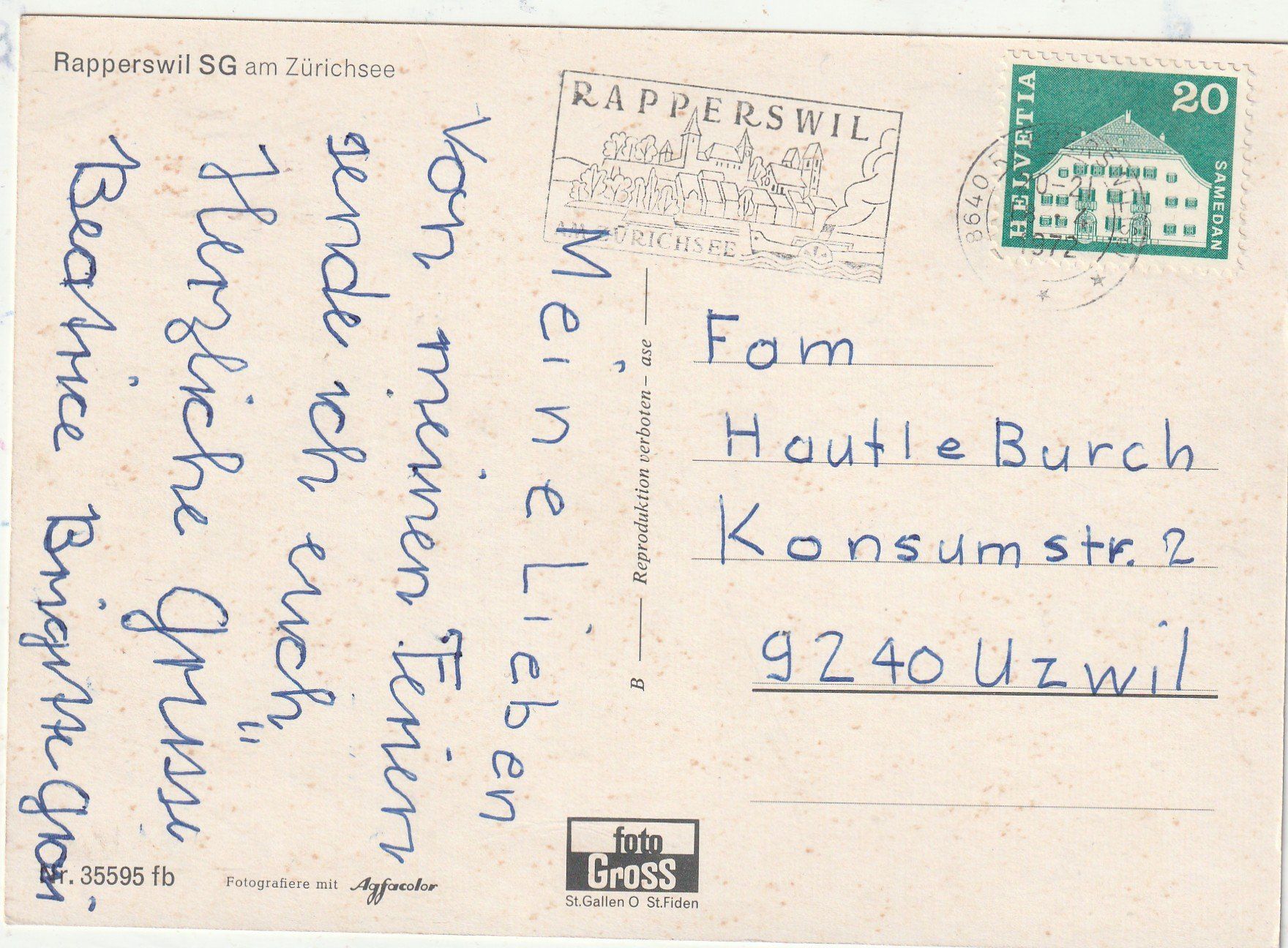 Cartoline postali: Rapperswil Altstadt – Usato da Lumbrein venduto da made02 1