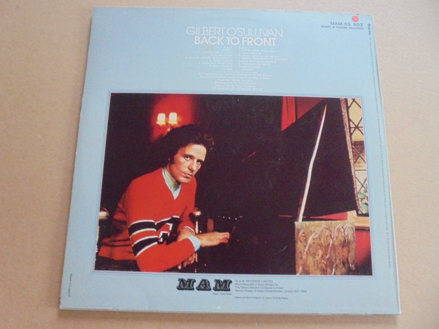 Schallplatten: Gilbert O'Sullivan " Back to front " LP UK 1972 (VG+) – Gebraucht aus Crissier von Promopost 1