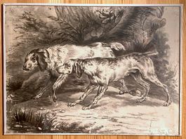 🌟Schönes antikes Aquarell Hunde Jagdhunde Jagd Kunst sig.🌟