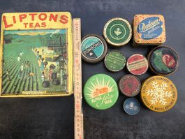 11 Stk. alte Blechdosen Vintage, gebraucht.