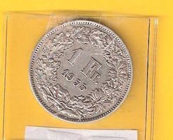 1955 Fr. 1.-- u.E. vz/ top Patina/ungereinigt/selten