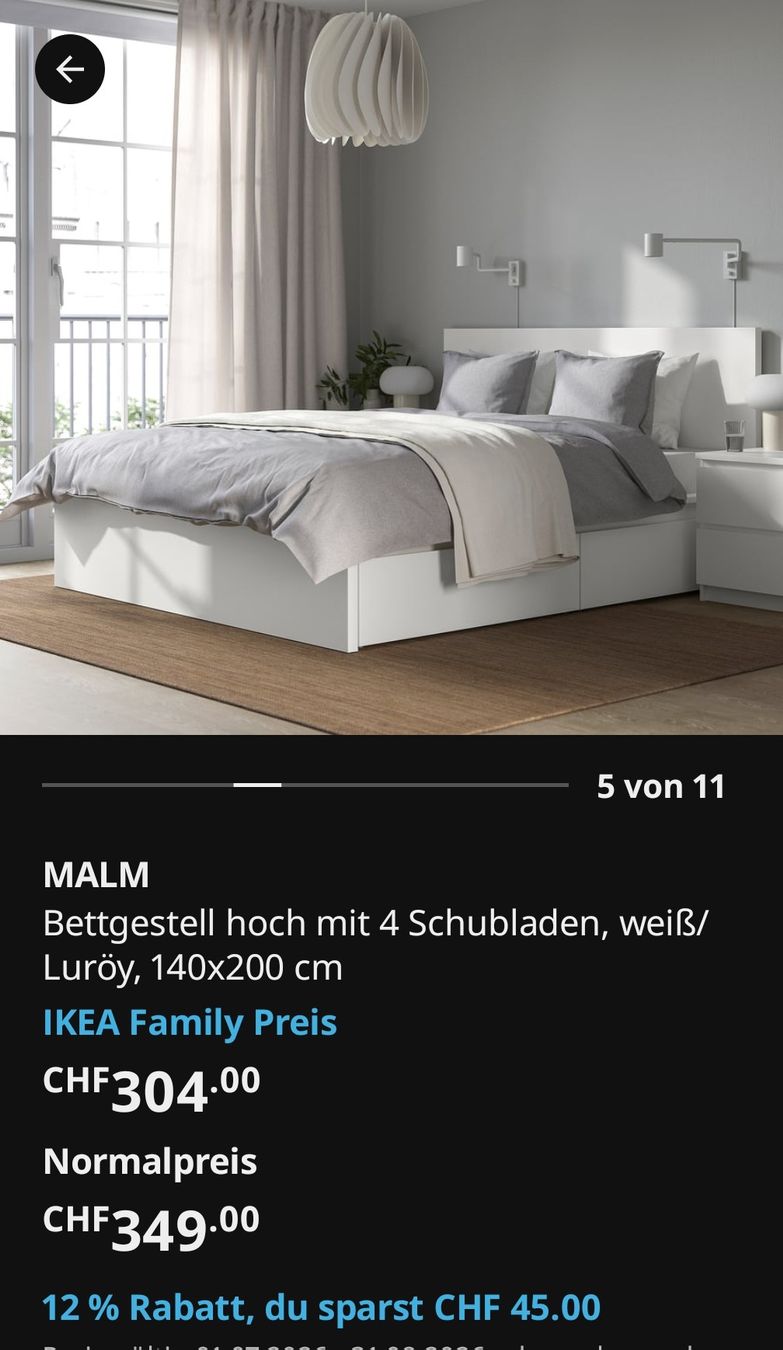 Letti: Malm Bett 140x200 mit 4 Schubladen – Usato da Rohrbach venduto da Milli19 2