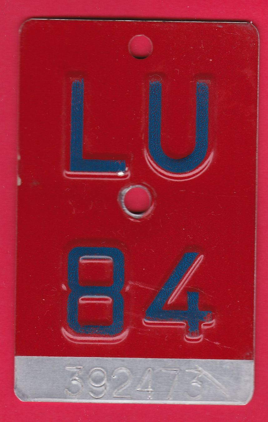 Insegne: VELONUMMER / FAHRRADSCHILD, LU 84 – Usato da Oberrieden venduto da Gebirgsstelze