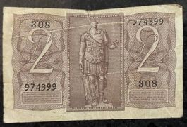 Italienische 2 Lire Banknote, 1939, Sammlerstück!