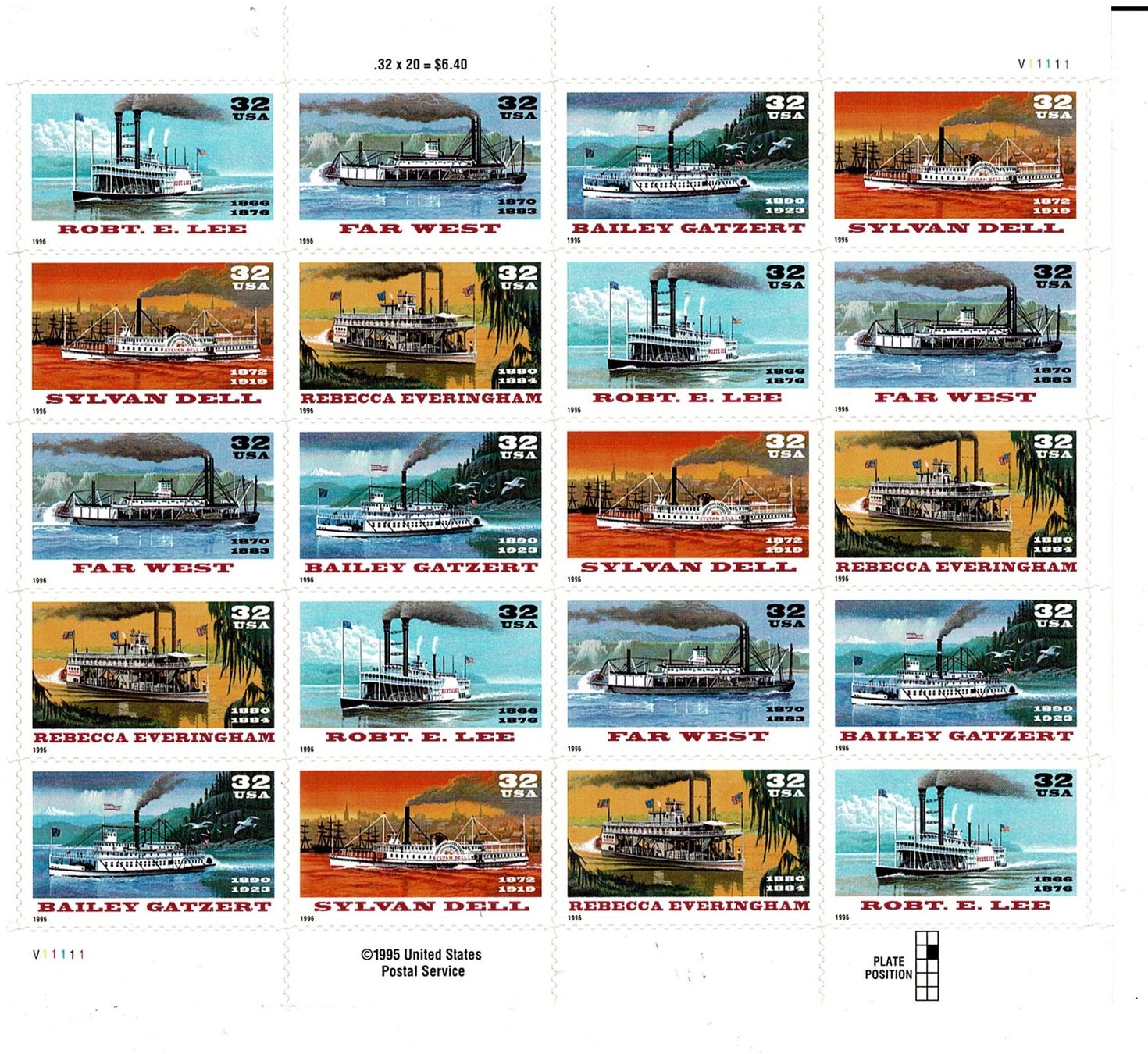 Tutti i francobolli: USA River boats 1 KB ** – Nuovo (secondo la descrizione) da Lausanne venduto da Whorvath
