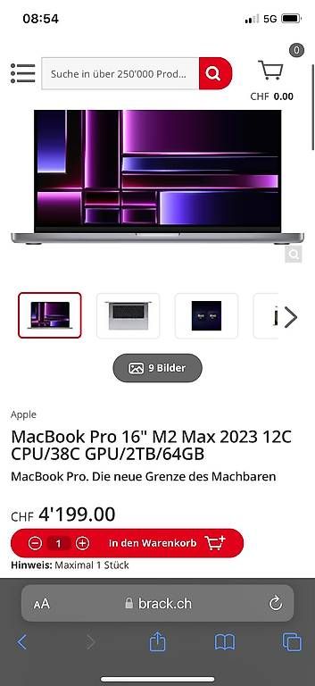Apple Notebook: MacBook Pro 16" M2 Max | 64GB RAM | 2TB SSD | Silver – Usato da Zürich venduto da Cee.rill 1