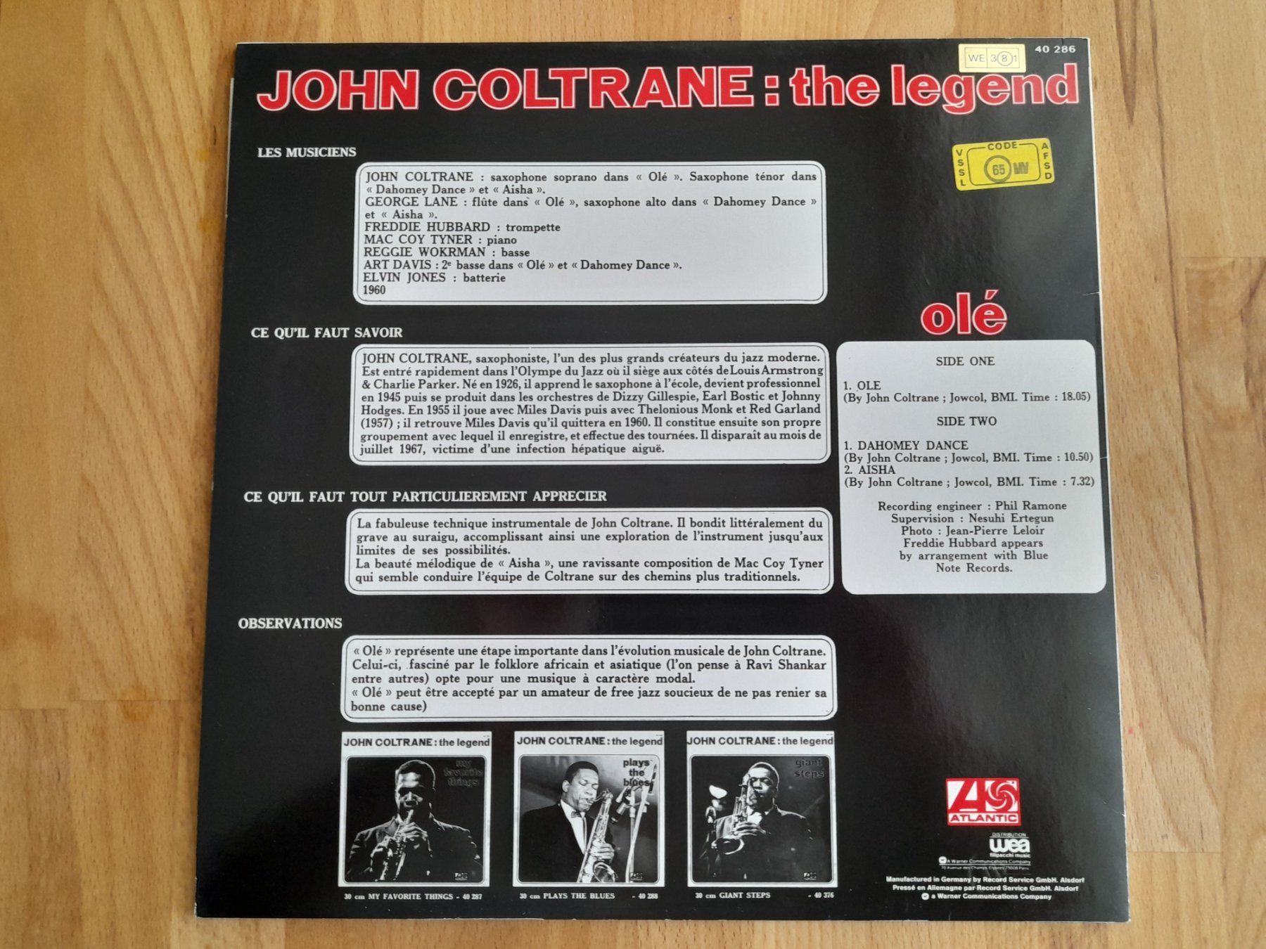 Dischi in vinile: Schallplatte John Coltrane The Legend Ole – Usato da Zollikon venduto da TimeIsMoney 1