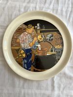 Seltenes Nyon Porzellan Wandteller "Le fromager" – Handbemal