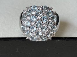 Topas Ring, Hellblau-Weiss, NEU, Gr. 57