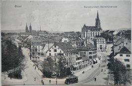 Postkarte Basel-Steinenvorstadt 1908, gelaufen