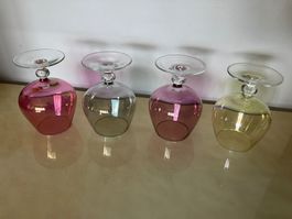 4 bicchieri da liquore in vetro cangiante