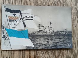 Photo Karte Kriegsmarine / S.M.S Pommern ca. 1912