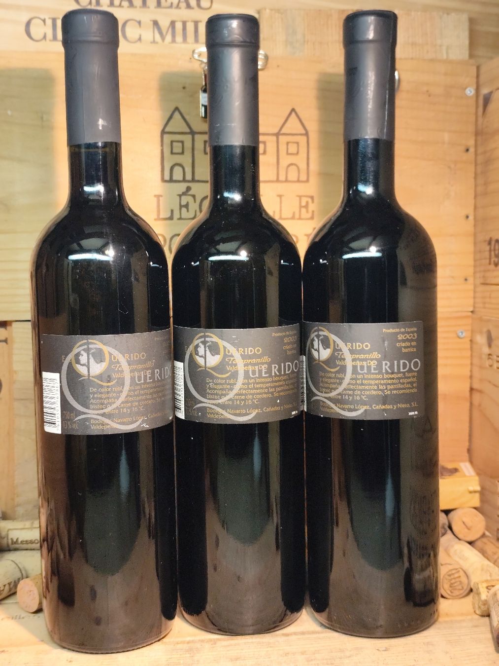 Vino: 3 x 2003 Querido,  Tempranillo en barrica – Nuovo e nell'imballaggio originale da Büsserach venduto da Vintage-vins 1
