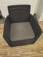 Gartensessel Polyrattan dunkelgrau mit Kissen gebraucht