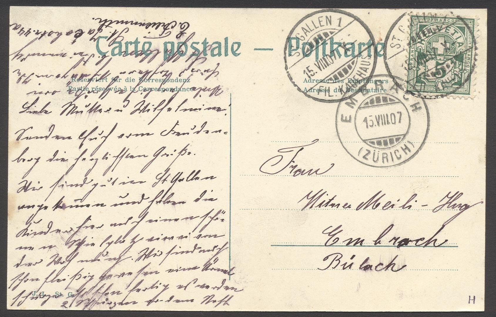 Cartoline postali: PK St. Gallen - Freudenberg – Usato da Siebnen venduto da Fstaehli 1