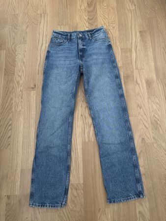 Zara Jeans Gr. 36 Damen Straight Leg Sommerhose Blau 