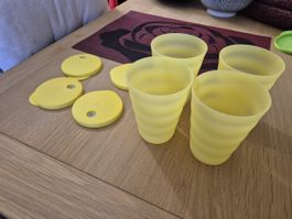 Tupperware Trinkbecher gelb mit Deckel