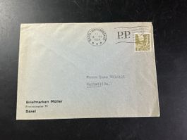 Briefumschlag Basel P.P. 3 HELVETIA 1938 Stempel 15-XII