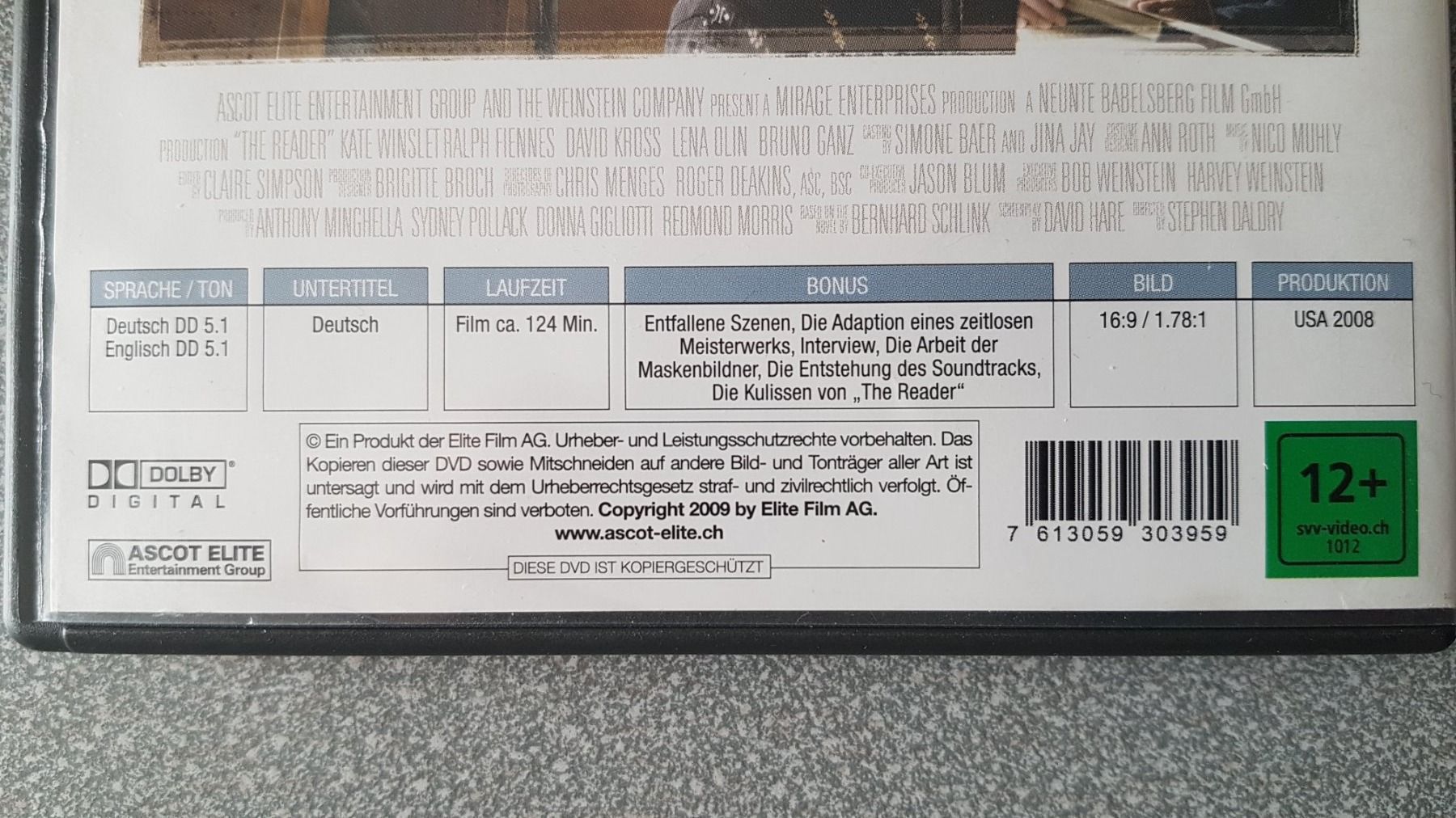 Tutti i DVDs: DVD The Reader - Der Vorleser – Usato da Oetwil am See venduto da fineli2 1