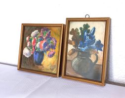 Kleine Originalgemälde x 2, Aquarell od. Pastell, signiert