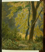Waldbild gemalt auf Karton