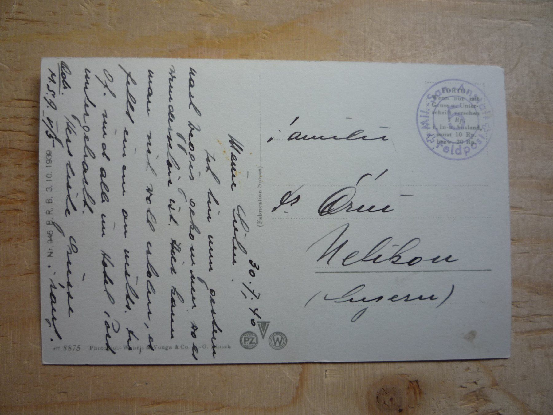 Cartoline postali: Weggis und Pilatus, Feldpost – Usato da Rieden SG venduto da Brockehuesli 1