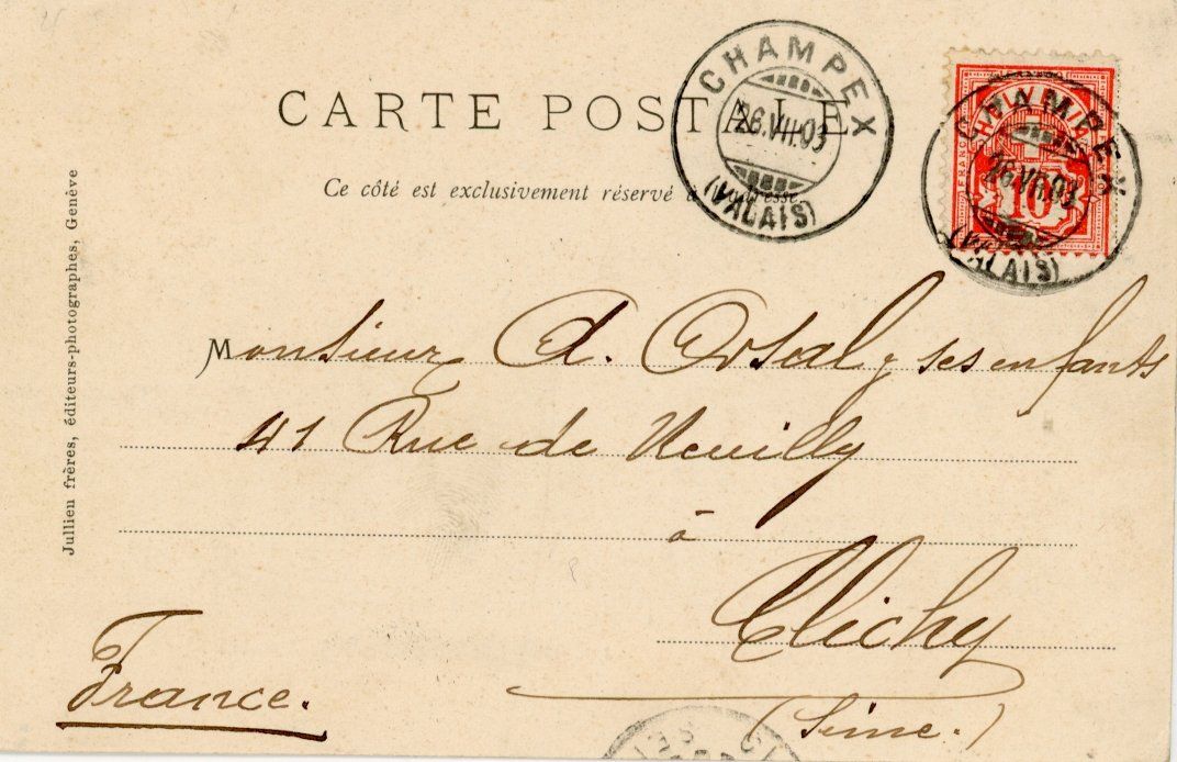 Ansichtskarten: Champex  VS  et le Combin      en  1 9 0 3 – Gebraucht aus Brig von Valcards54 1