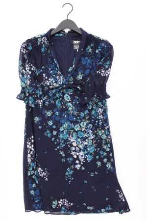 DKNY Chiffonkleid Gr. 40 Kurzarm blau