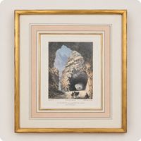 Gravure ancienne encadrée « Route du Simplon » – 30 × 26 cm