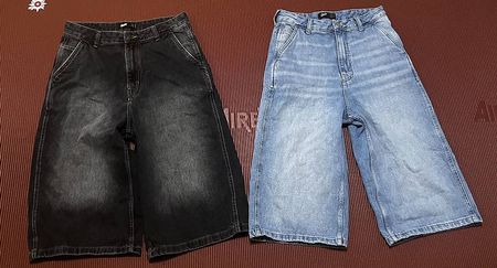 Baggy Jeans Shorts   Schwarz & Hellblau