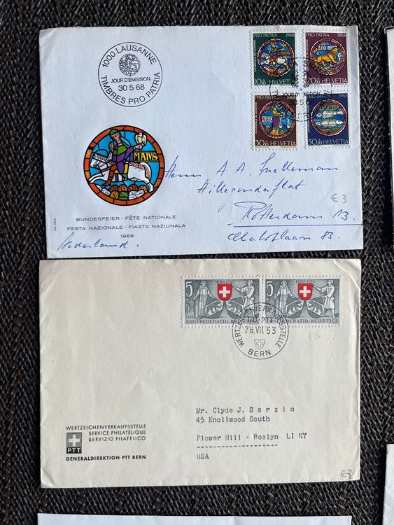 Tutti i francobolli: 7 enveloppes avec timbres Pro Patria année 55/58/63/65/68/75 – Usato da Châtel-St-Denis venduto da Vaillant1 1