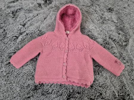 Süesse gefütterte Strickjacke mit Kapuze, Gr. 68, Rosa